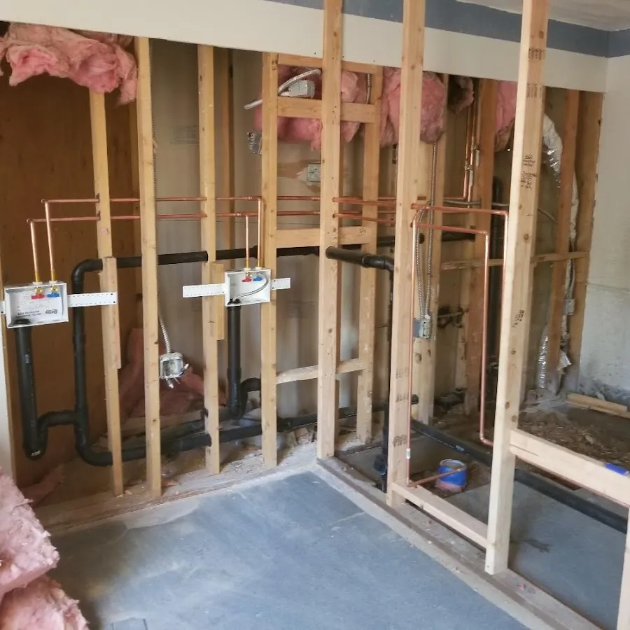 Copper pipe rough-in and plumbing installation in Columbus